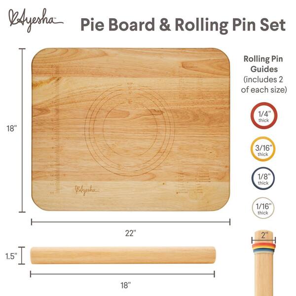 Pantryware Parawood 2-Piece Rolling Pin and Pie Board Set