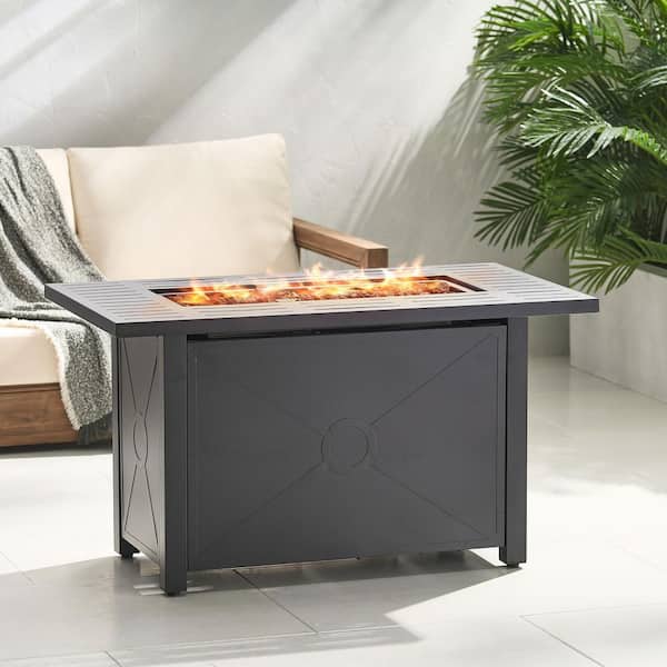 Haraldson Black Rectangular Metal Fire Pit