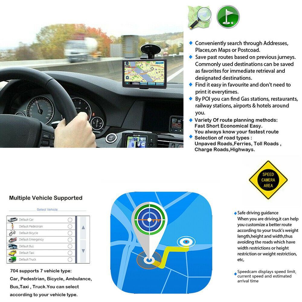 GPS for Car GPS Navigation for Car,5 inch Sat Nav 8GB+256MB Speed Voice Guidance Route Planning Lifetime Free Map Update
