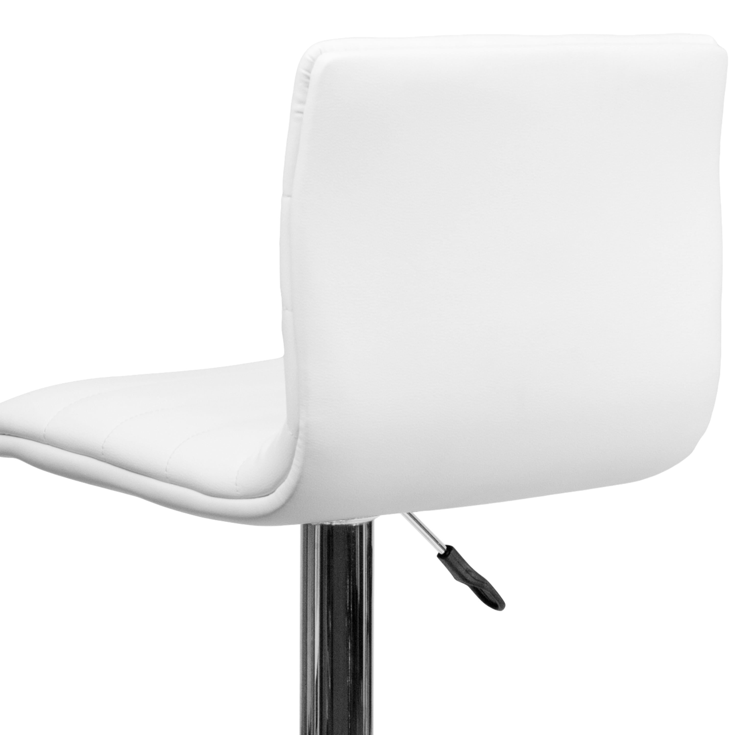 Flash Furniture Betsy Modern White Vinyl Adjustable Bar Stool with Back, Counter Height Swivel Stool with Chrome Pedestal Base