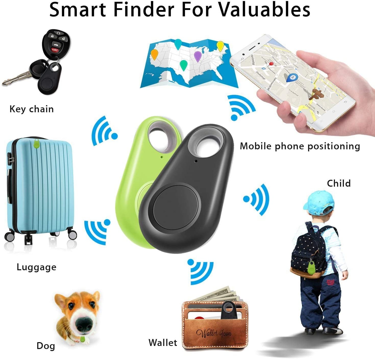 Mini Smart GPS Tracker Waterproof Bluetooth-Compatible Tracker Anti-Lost Alarm Tag Wireless Finder Locator Pet Dog Cat Keys Kids