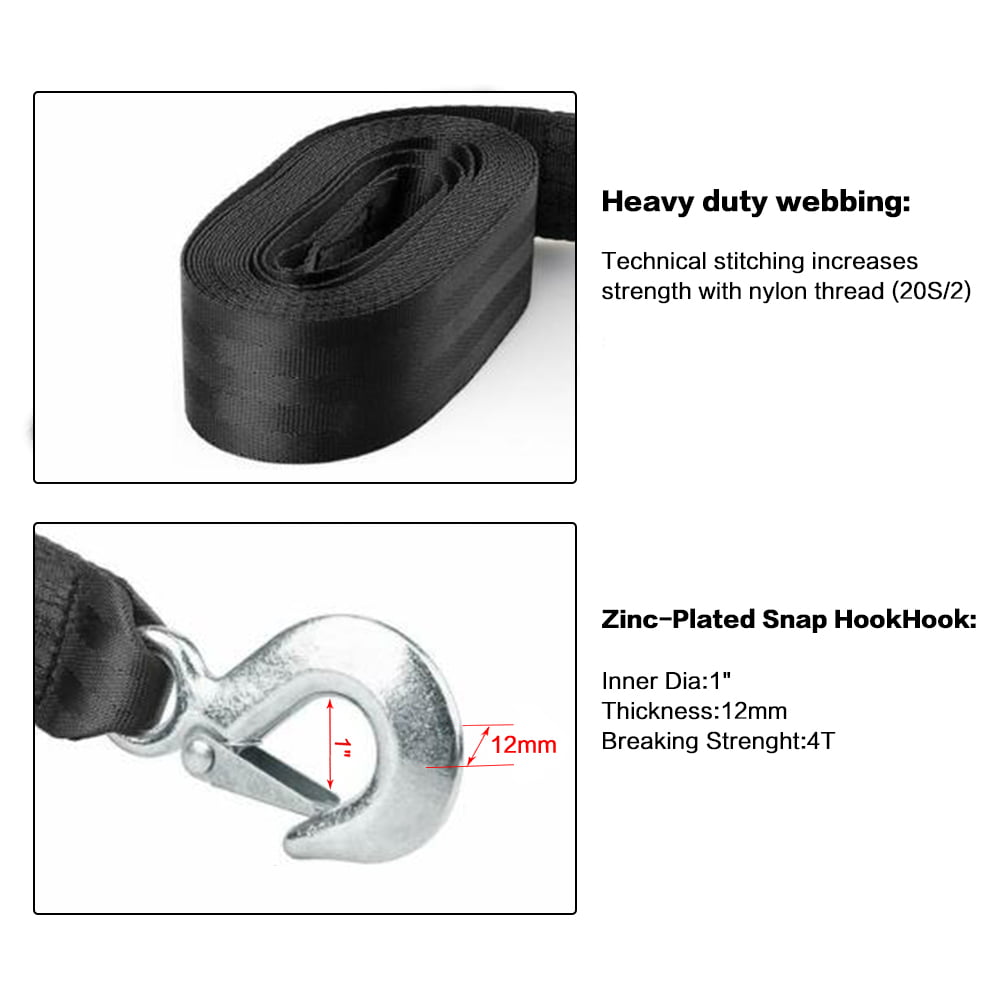 Seamander Boat Winch Strap with Hook and Safety Latch - Loop End - 2