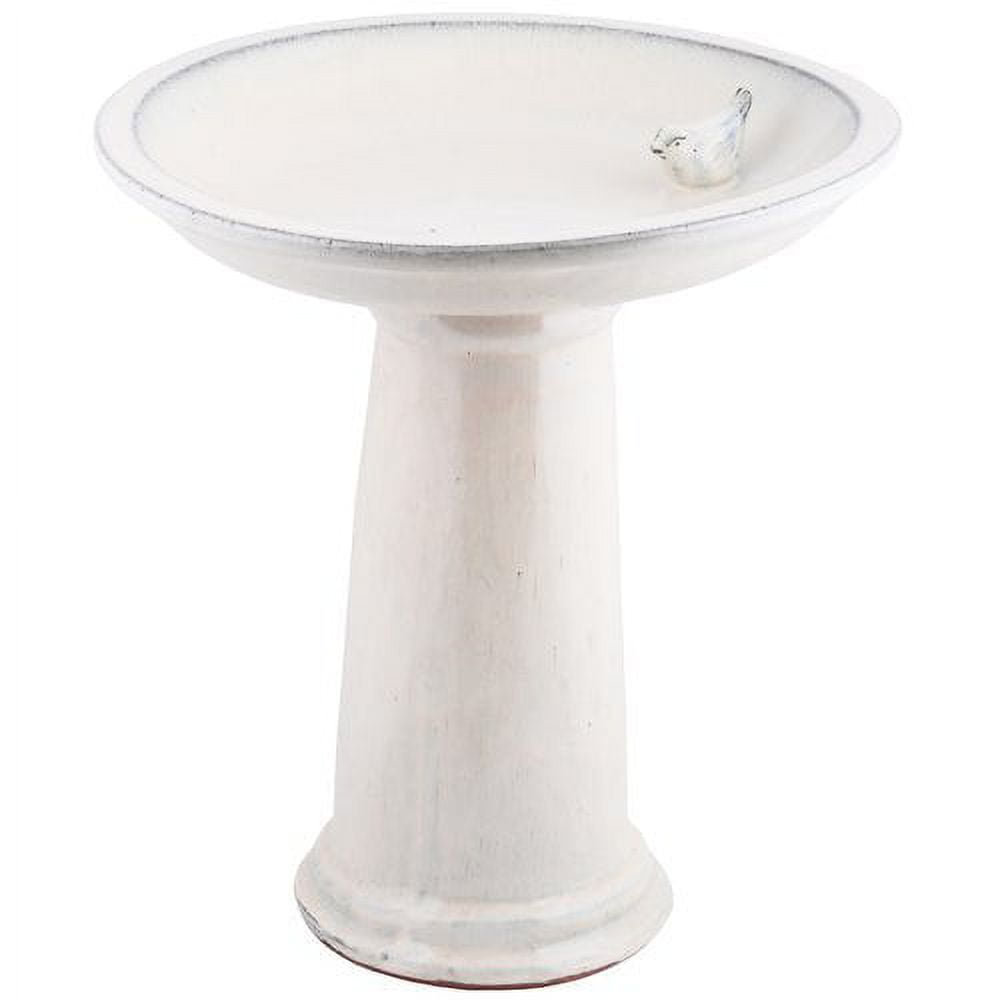 Esschert Design USA FB422 Ceramic Bird Bath on Pedestal with Bird, Teal