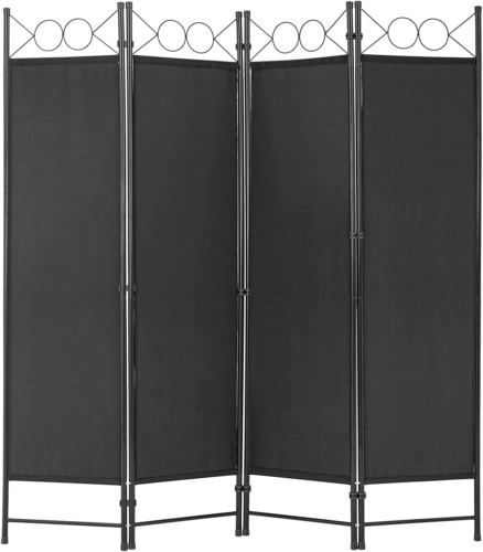 6FT 4-Panel Room Divider - Steel Frame, Privacy Partition for Home/Office