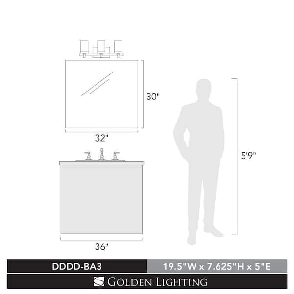 Maddox 3-Light Chrome Bath Light