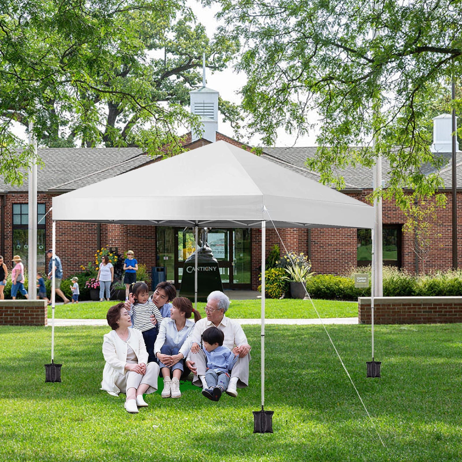 SUGIFT 10' x 10' Pop up Canopy Tent Instant Waterproof Folding Tent with 4 Sandbags, White