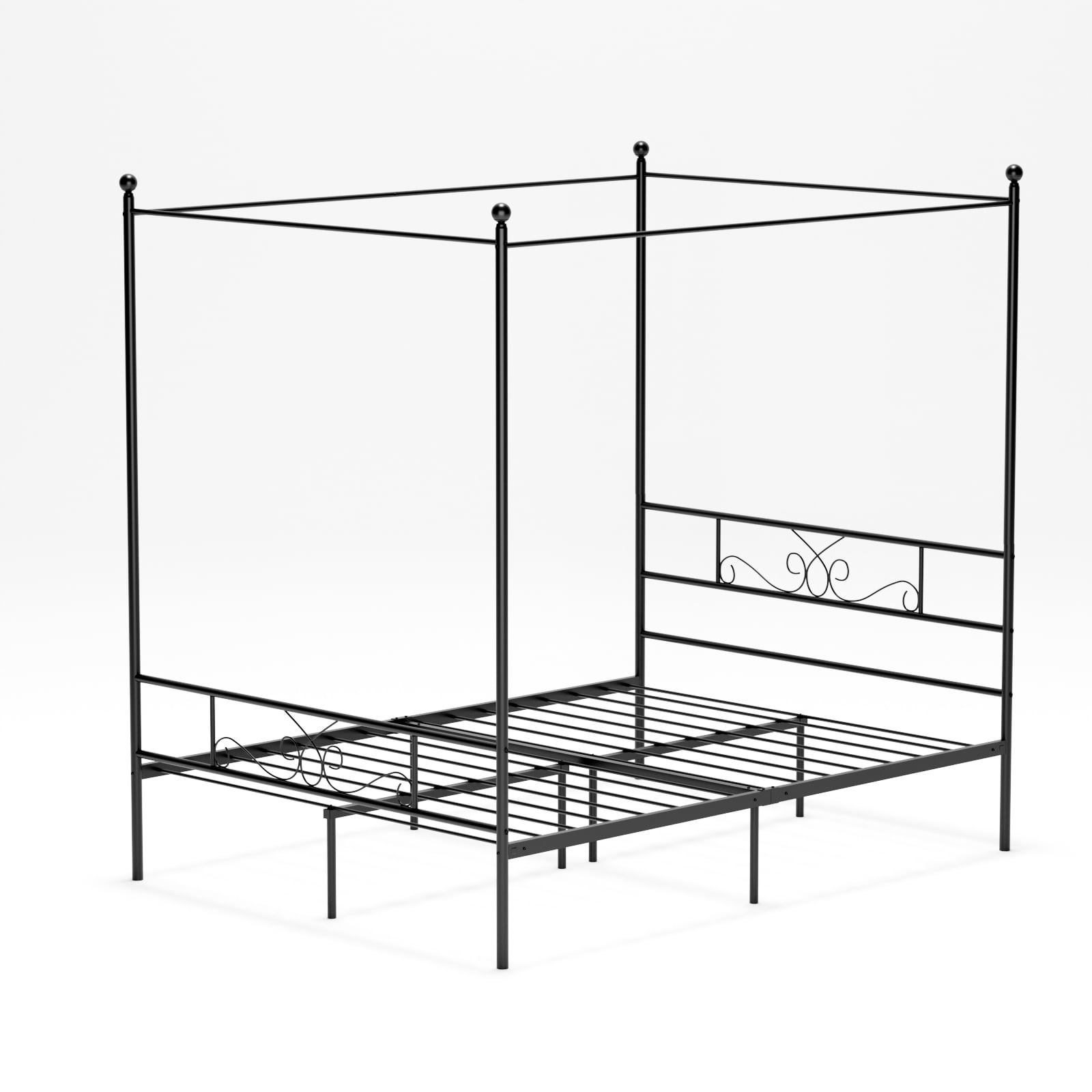 Yoneston Queen Black Canopy Bed Frame Metal Platform Bedroom Furniture for Adults