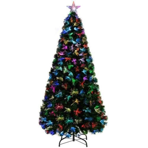 Pre Lighted Christmas Tree Fibre Optic Colour Changing Xmas LED Lights Star Gift
