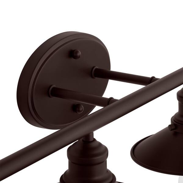 Glenhurst 34 in. 4-Light Industrial Farmhouse Bronze Bathroom Vanity Light Fixture with Metal Shades