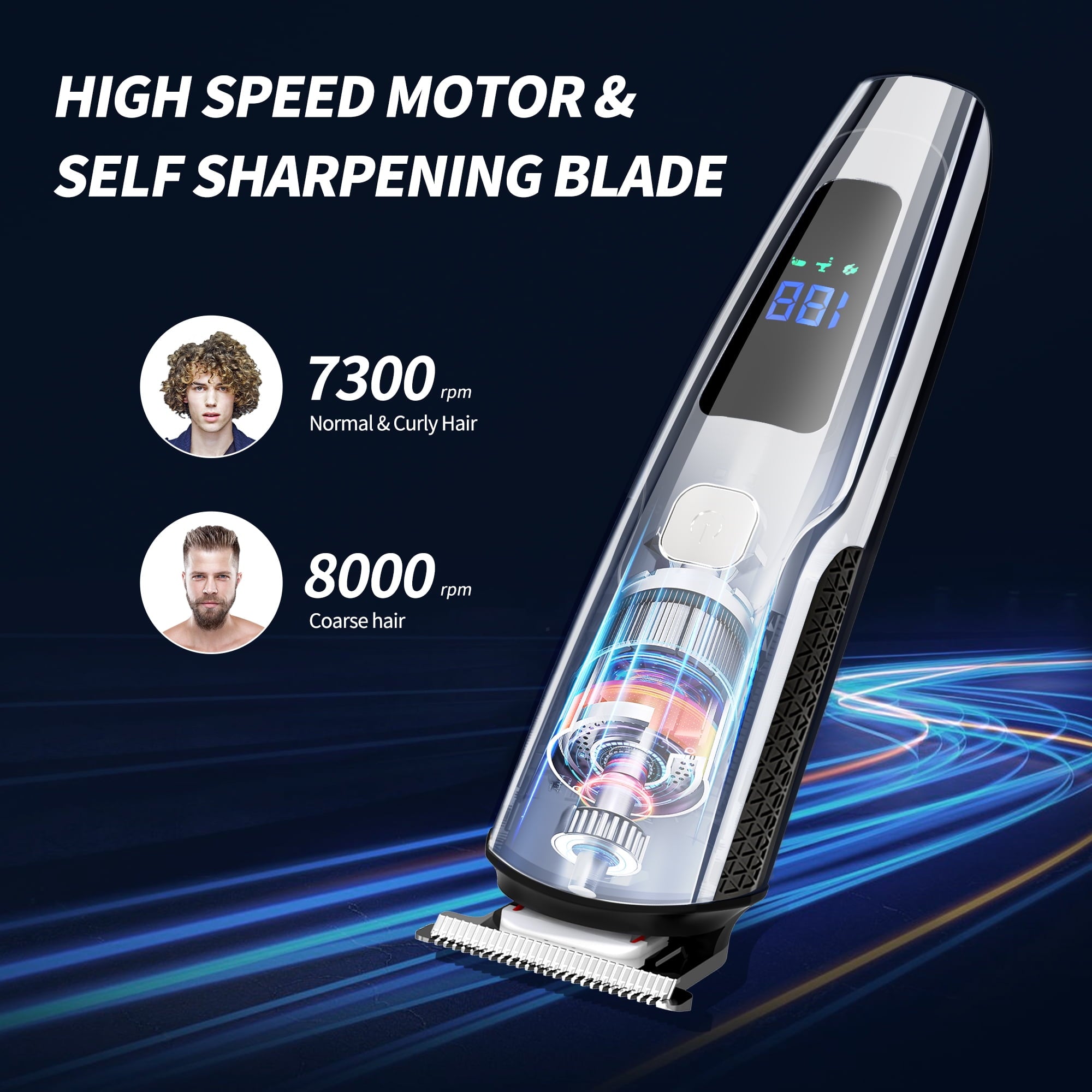 Hair Clipper for Men,  All in One Grooming Kit IPX7 Waterproof, Cordless Electric Beard Trimmer, USB Rechargeable Body Mustache Nose Ear Facial Cutting Groomer for Wet/Dry W/ LED Display, Storage Dock