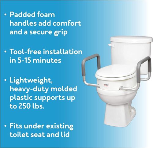 Toilet Seat Riser - Raised Toilet Seat with Handles for Handicapped - Medical...