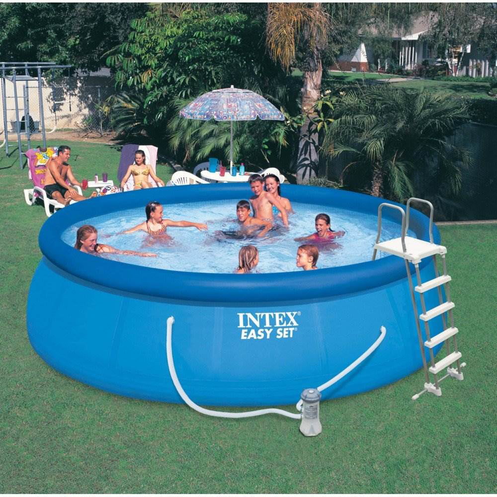 Intex 15ft x 48in Easy Set Above Ground Inflatable Pool w/ Pump and Solar Cover