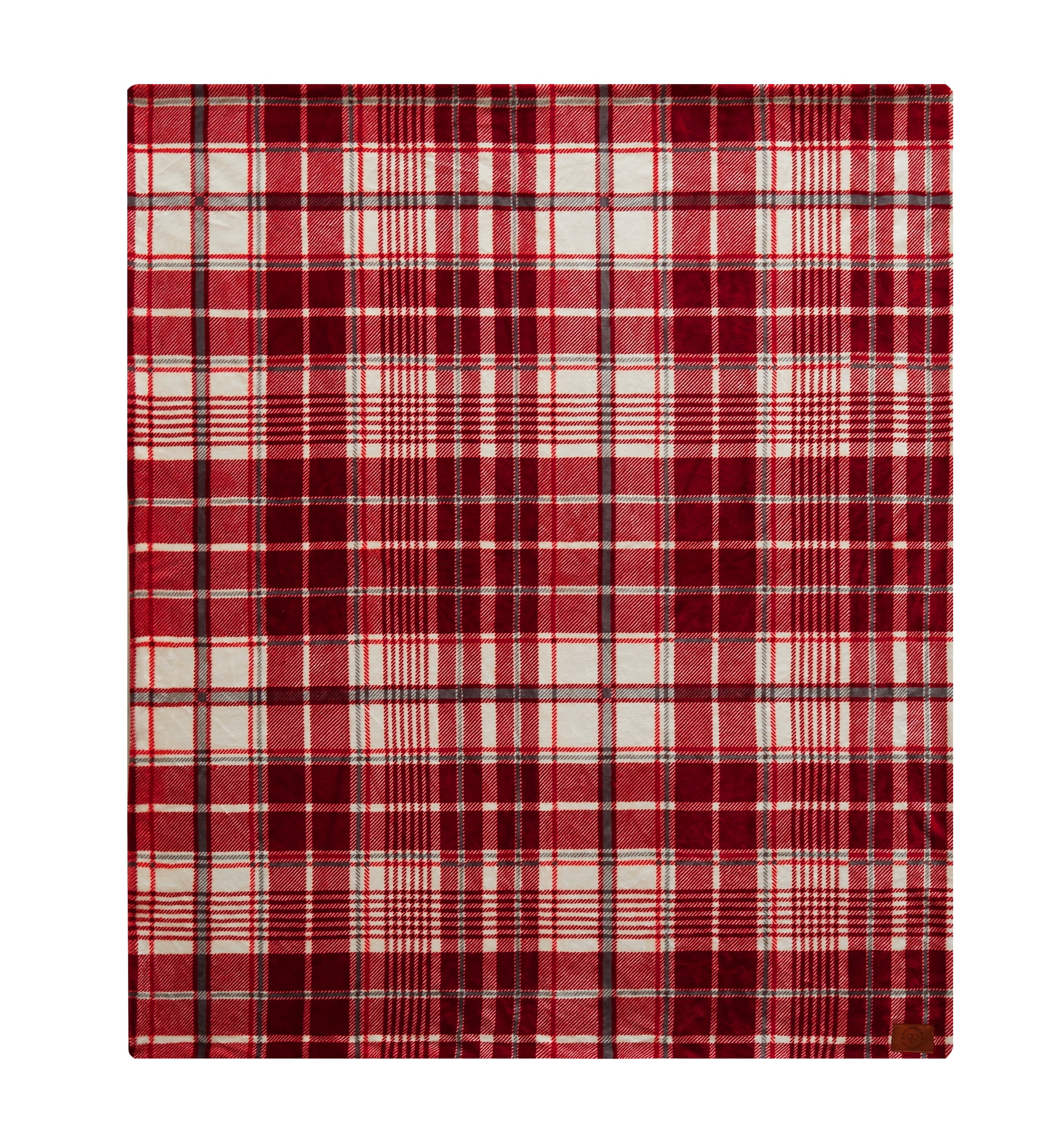 Dearfoams Red Plaid Plush with Ivory Faux Fur Reverse Throw, Red/Ivory, 50 in x 60 in