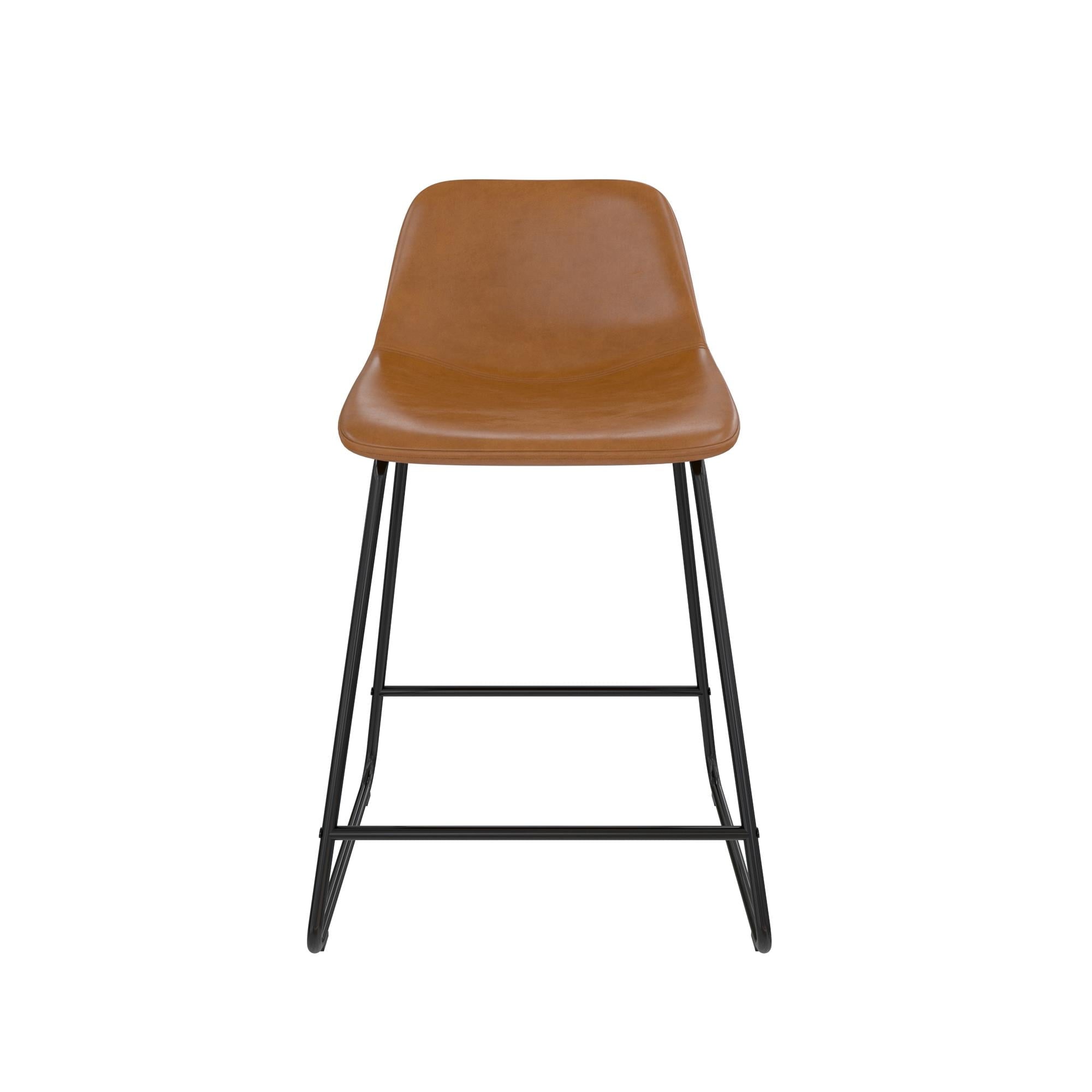 Better Homes & Gardens Farley Scoop Counter Height Stool, Camel Faux Leather