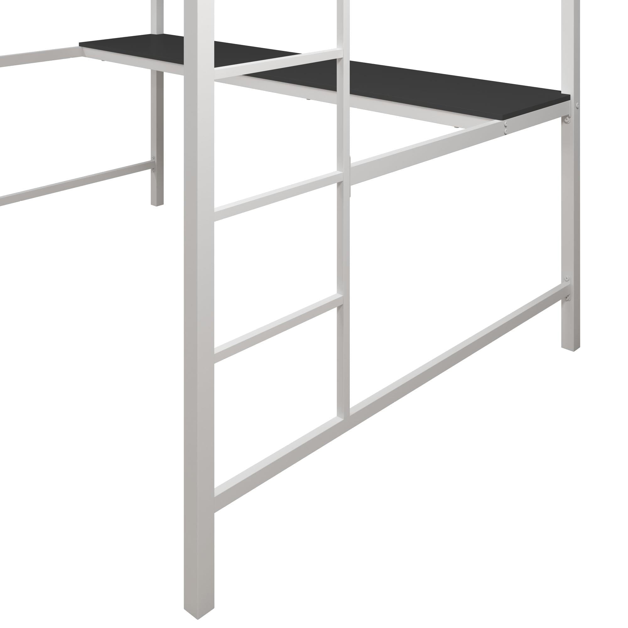 DHP Miles Metal Full Loft Bed with Desk, White