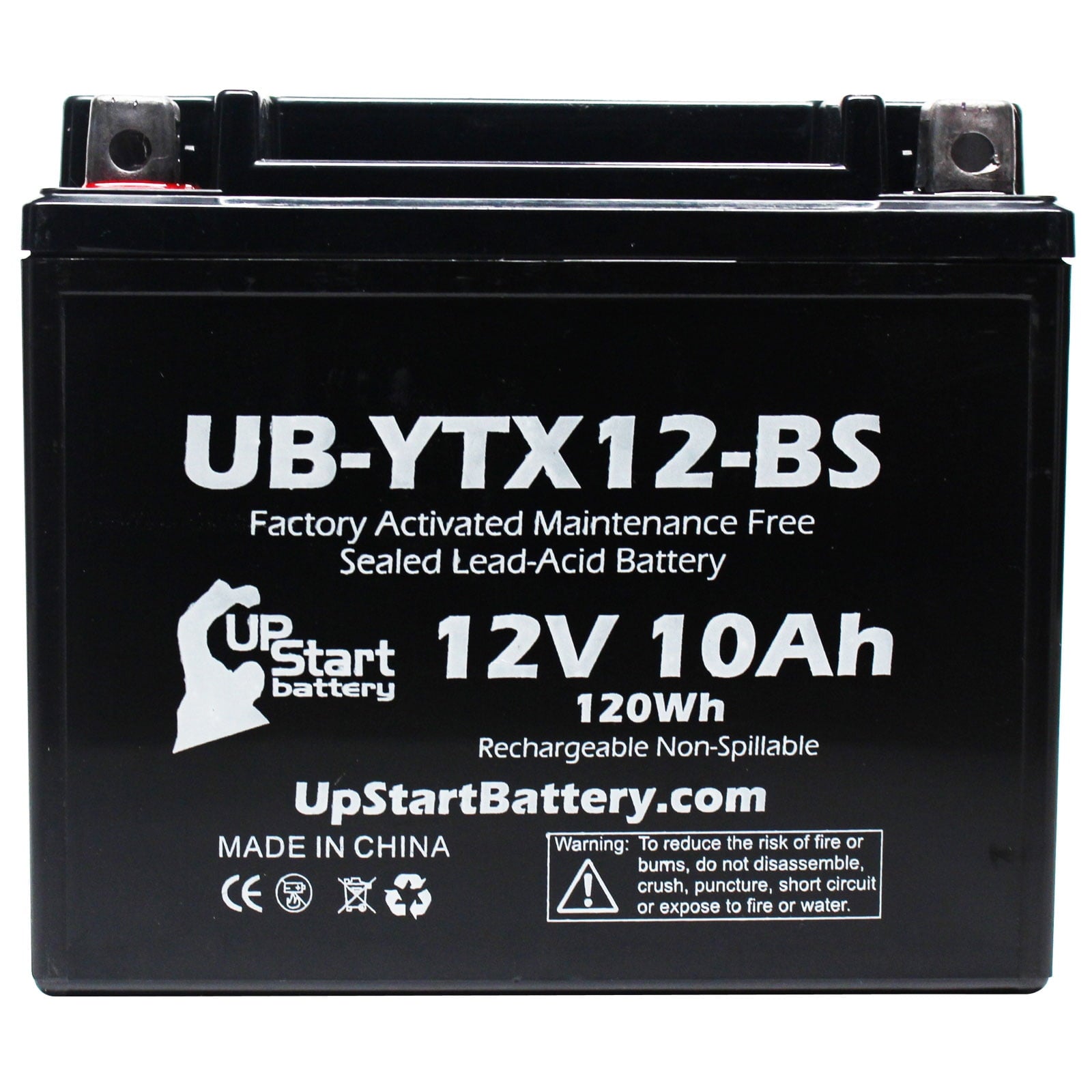 Replacement 2006 Kawasaki Ninja 650R 650 CC Factory Activated, Maintenance Free, Motorcycle Battery - 12V, 10Ah, UB-YTX12-BS