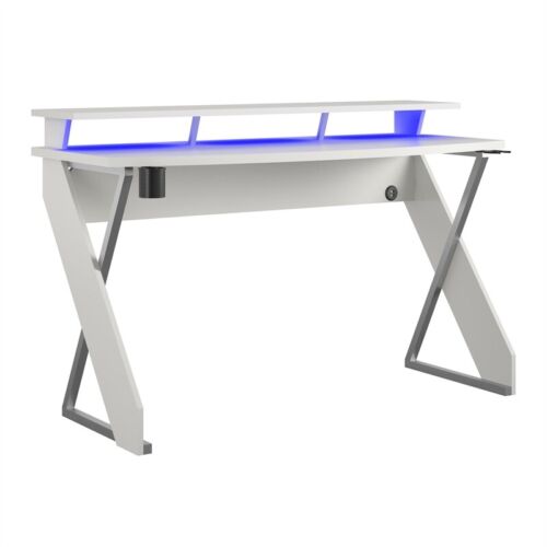 NTense Xtreme Gaming Desk with Riser in White