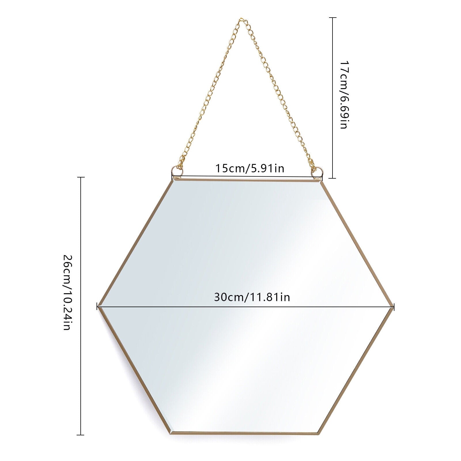 Miumaeov Hexagon Gold Mirror Small Decorative Hanging Mirrors for Wall Home Bathroom Bedroom Living Room Decor 11.81 x 10.24 x 5.91 x 6.69in