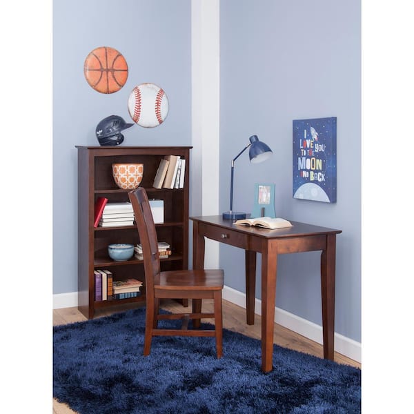 36 in. Rectangular Espresso 1 Drawer Writing Desk with Solid Wood Material