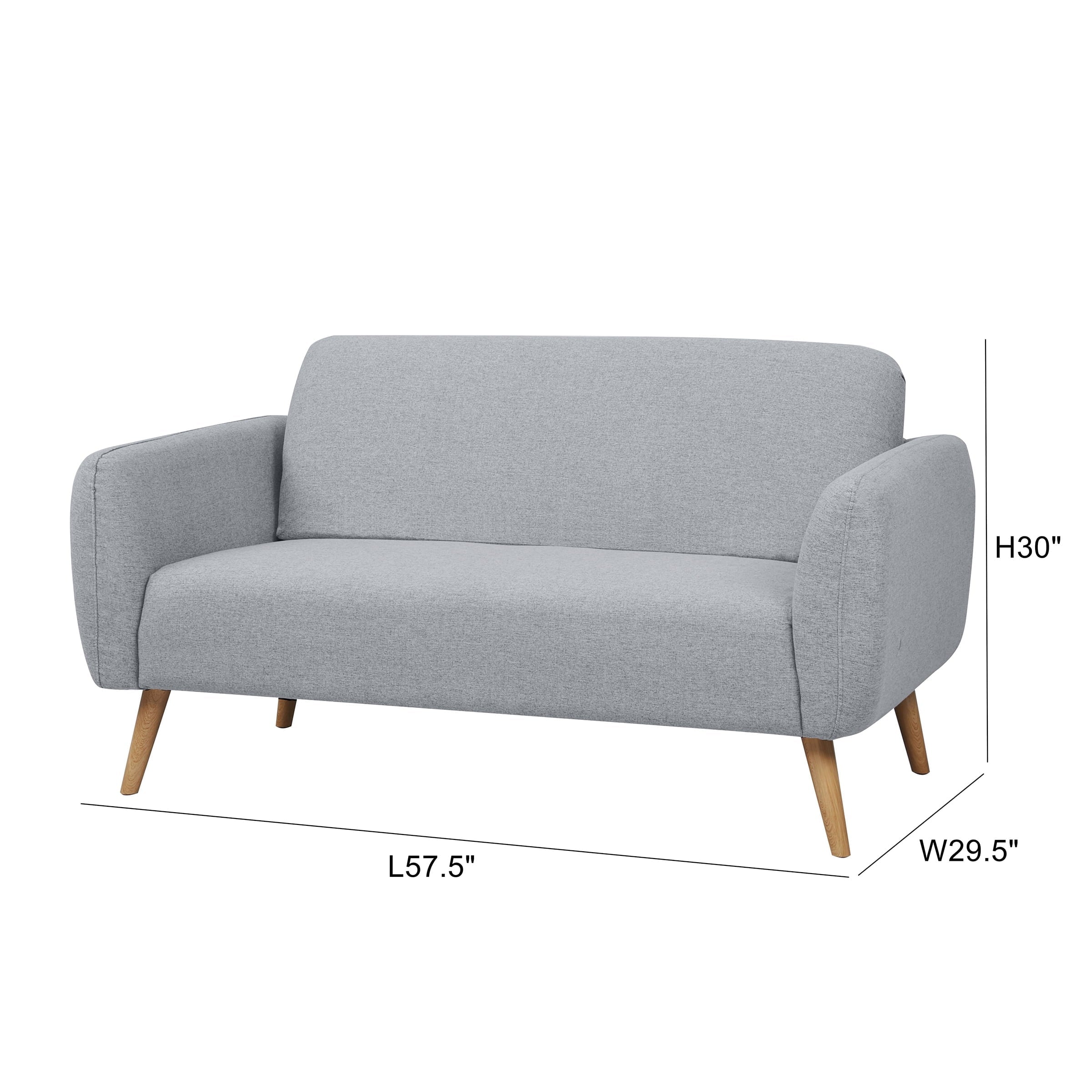 A&D Home Linda Polyester Round Arm Loveseat Sofa, Light Gray