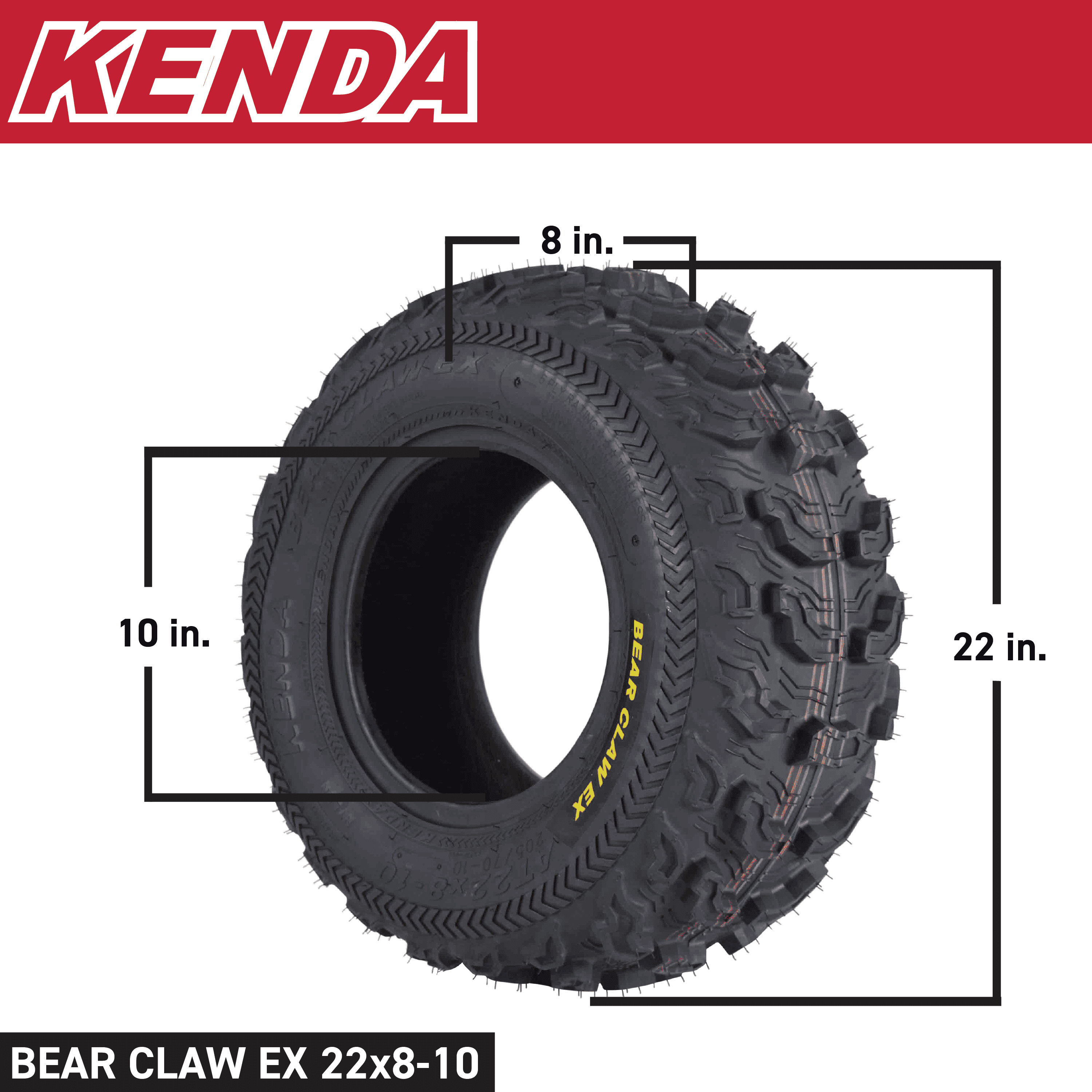 Kenda Bear Claw EX K573 22x8-10 F 22x11-10 R ATV 6 PLY Tires Bearclaw 22x8x10 22x11x10 (4 Pack)