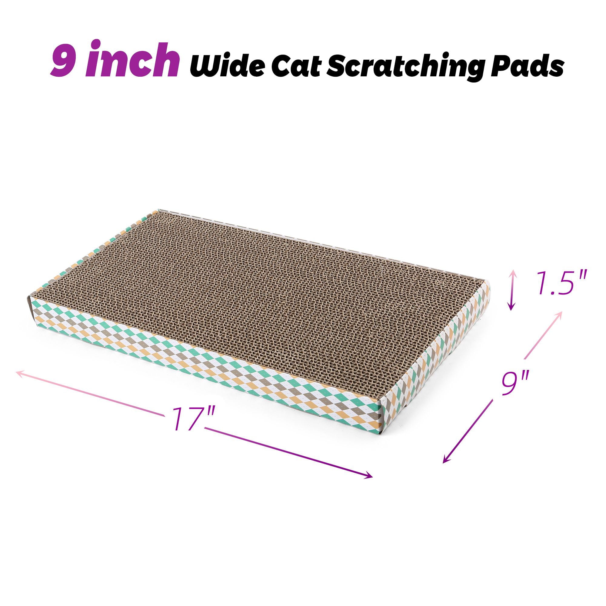 PrimePets XL Wide Cat Scratcher with Catnip,3 Pack Reversible Cat Scratch Pad with Box