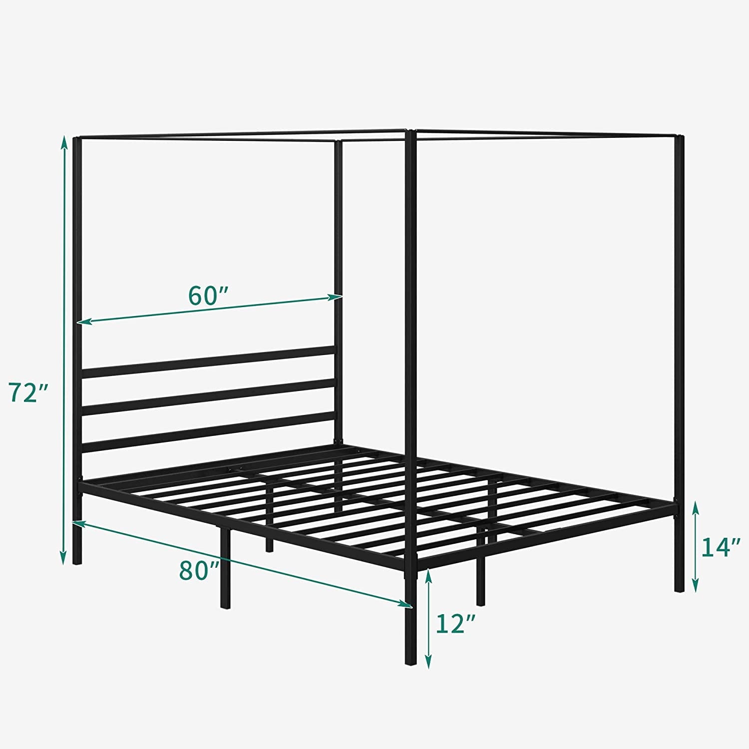 Dextrus Metal Canopy Bed Frame 14