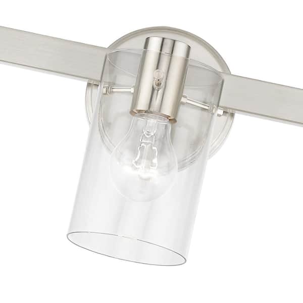 Munich 42 in. 5-Light Brushed Nickel Vanity Light with Clear Glass