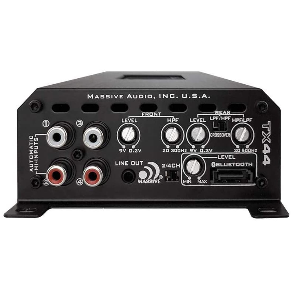 Massive Audio TX44 Trident Series Powersports 120-Watt-RMS X 4 At 4 Ohms 4-Channel Class AB Marine Amp With Bluetooth