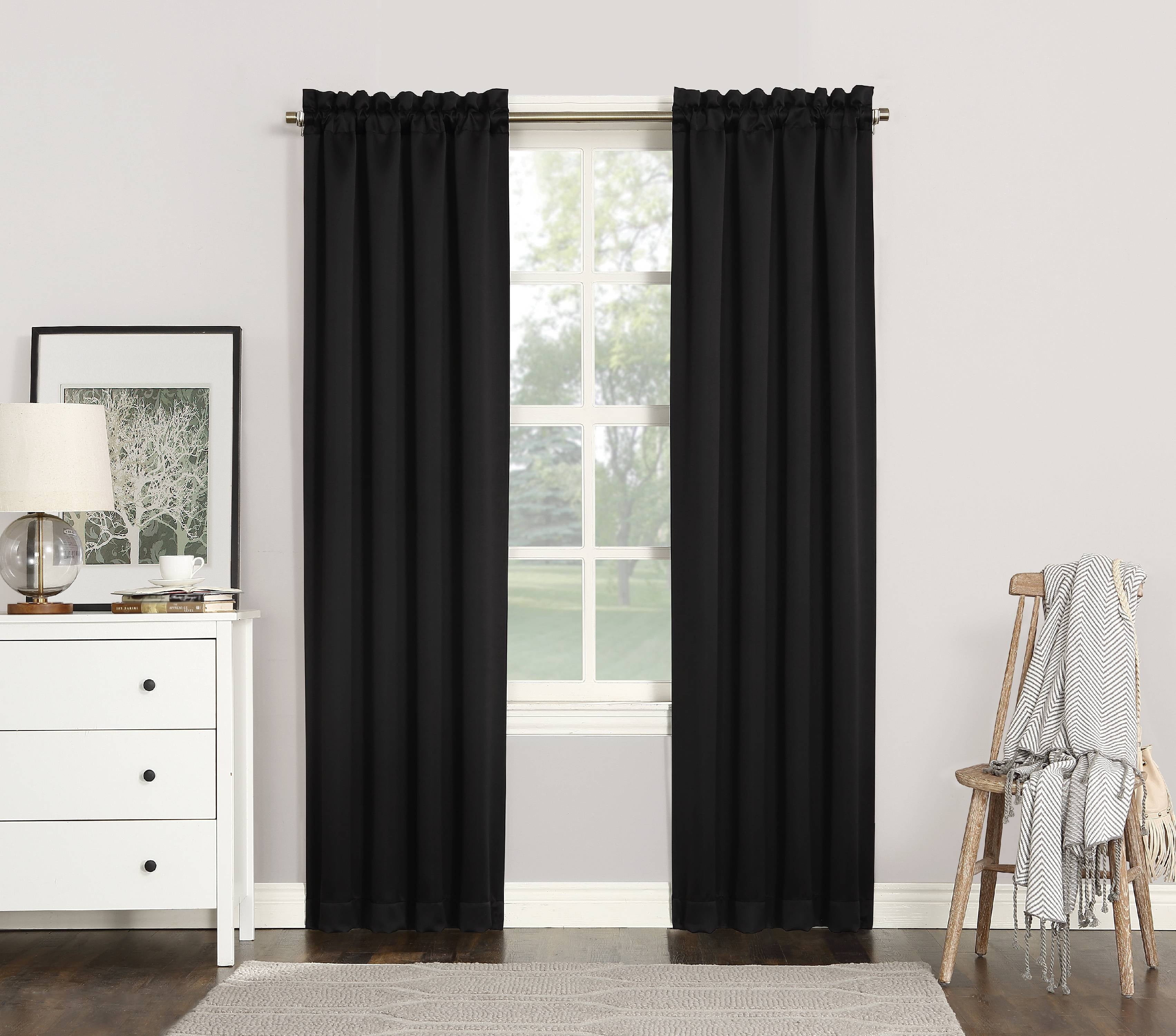 Sun Zero Nolan Energy Saving Blackout Rod Pocket Curtain Panel, 40