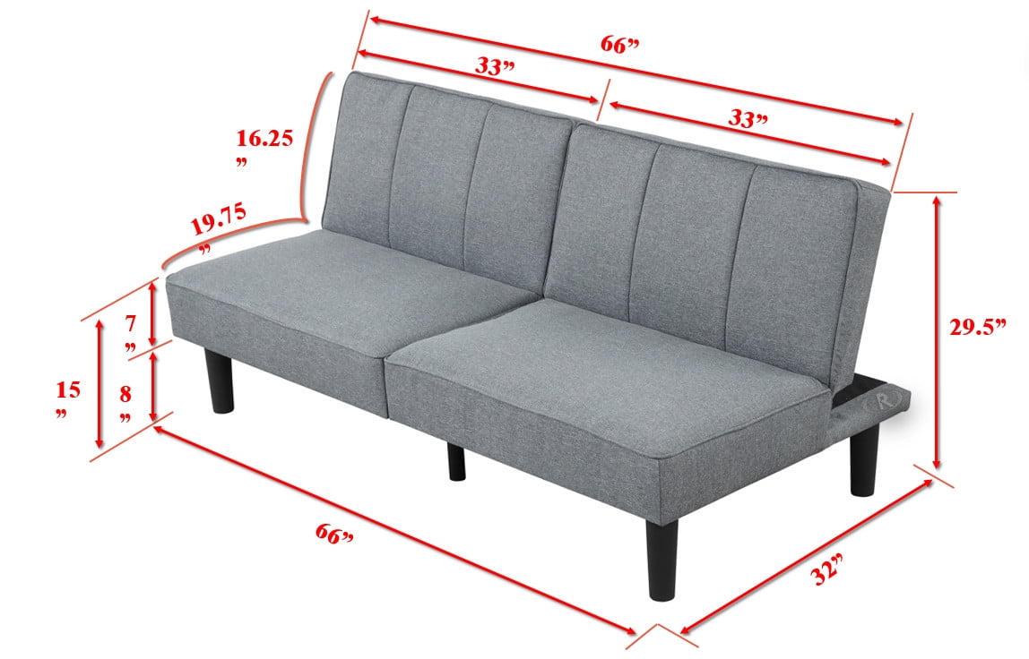 Mainstays Studio Futon, Gray Linen Upholstery