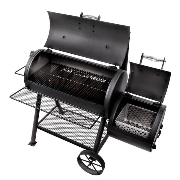 Highland Reverse Flow Offset Charcoal Smoker and Grill in Black with 900 sq. in. Cooking Space