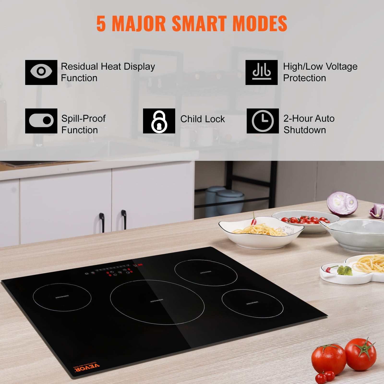 BENTISM 30 inch Electric Cooktop 4 Burners Ceramic Glass Stove Top Touch Control