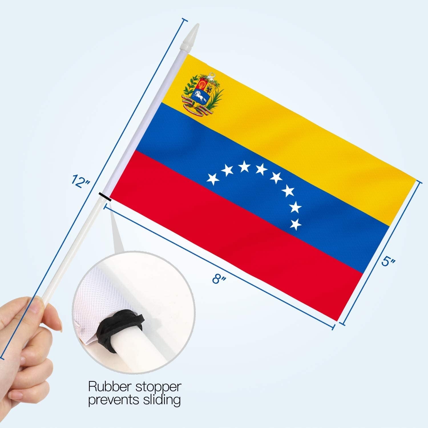 Anley 5 in x 8 in Venezuela Mini Flag 12 Pack - Hand Held Miniature Venezuelan Flags