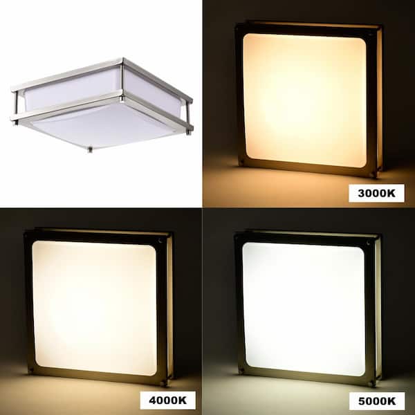 15.75 in. Brushed Nickel Dimmable 23-Watt Selectable LED Flush Mount Ceiling Light 3000K 4000K 5000K