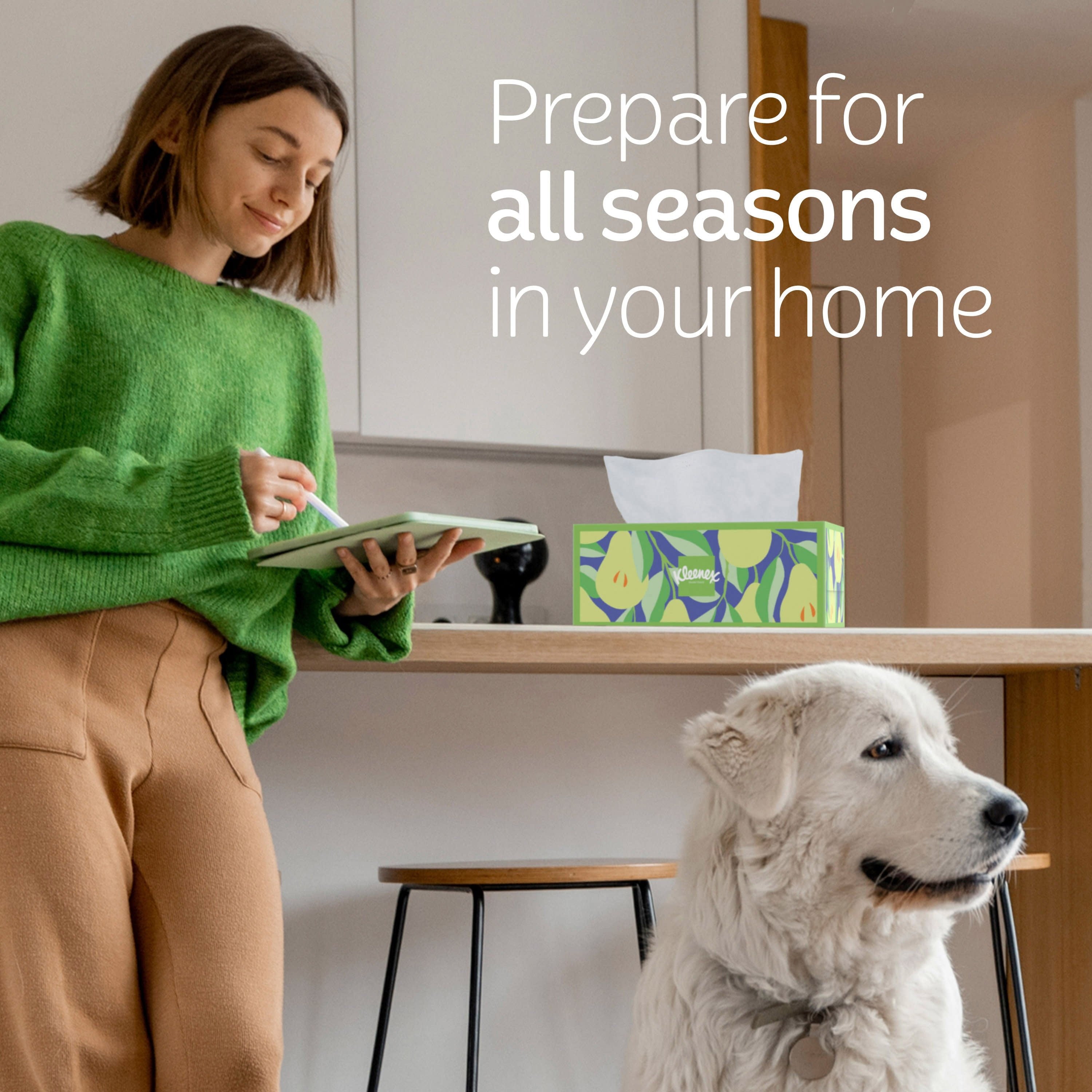 Kleenex Trusted Care Facial Tissues, 1 Flat Box, 72 White Tissues per Box, 2-Ply