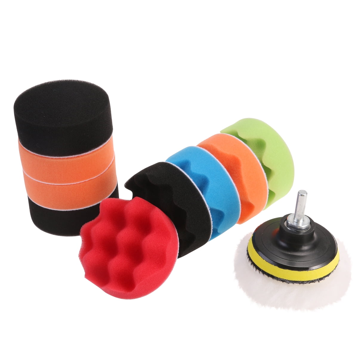 12 in 1 6 inch Polishing Pads Sponge & Woolen Polishing Waxing Buffing Pads Kit Auto Car with M14 Drill Adapter
