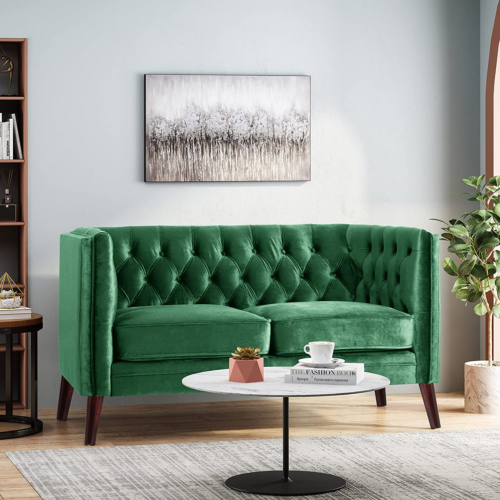Holasek Love Seats, Emerald + Brown