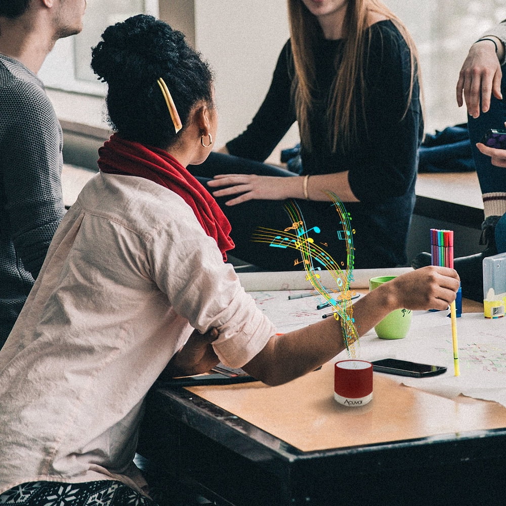 Acuvar Wireless Rechargeable Mini Speaker Pod with Micro SD Card Reader and USB Compatibility (Red)