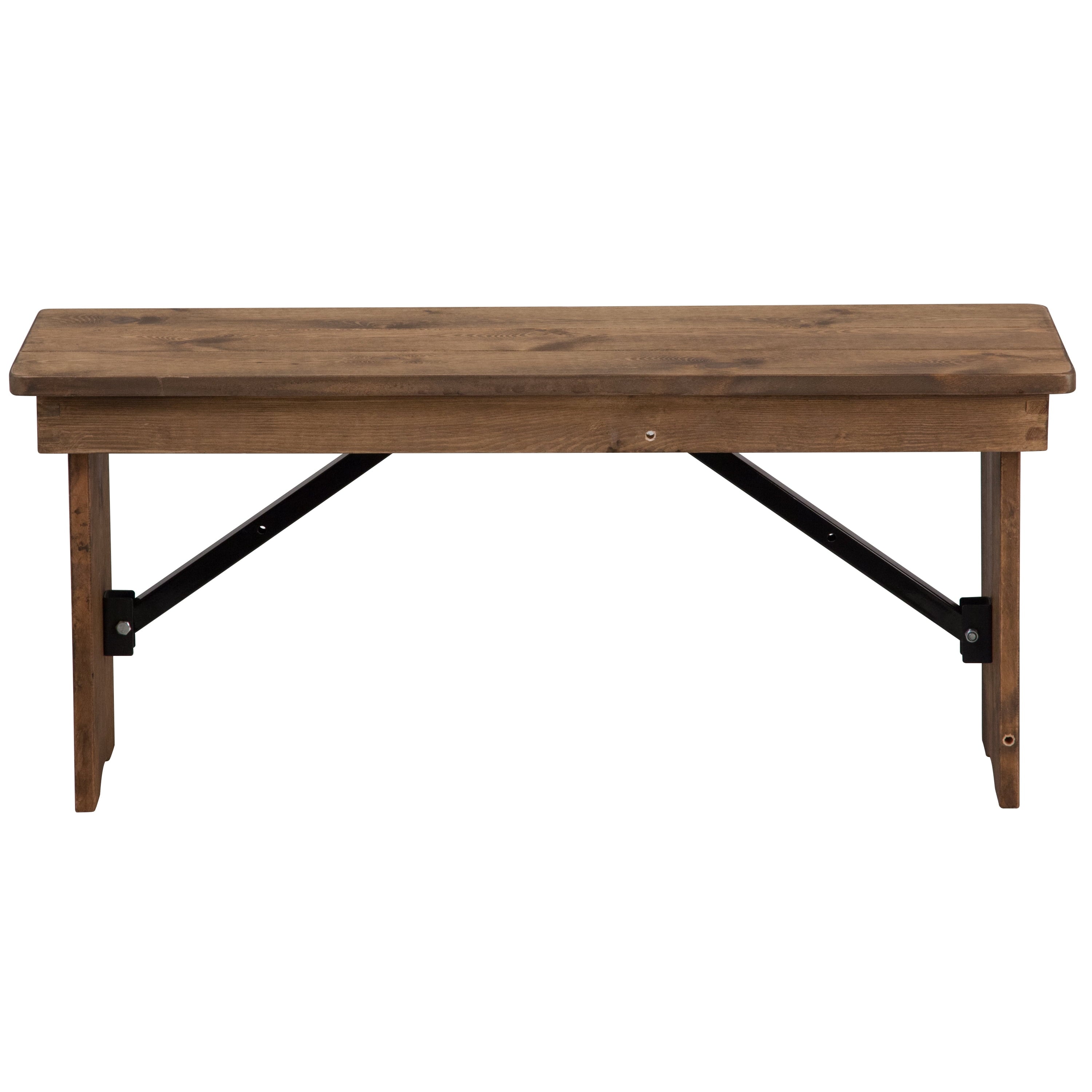 Flash Furniture HERCULES Series 40'' x 12'' Antique Rustic Solid Pine Folding Farm Bench