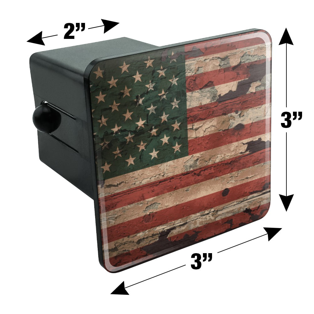Rustic American USA Flag Distressed Tow Trailer Hitch Cover Plug Insert