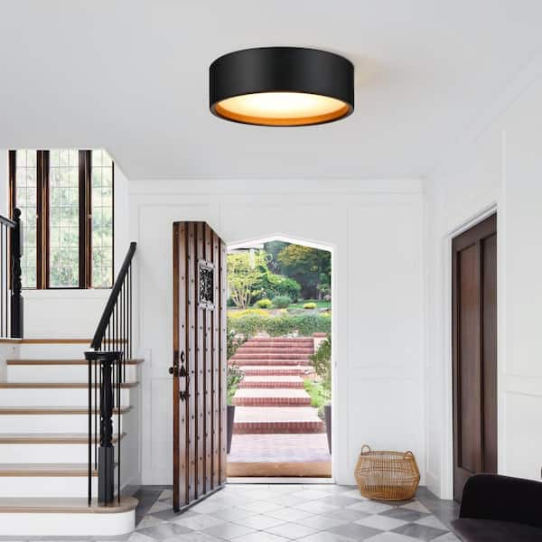 14 in. LED Modern Black Dimmable Flush Mount Ceiling Light