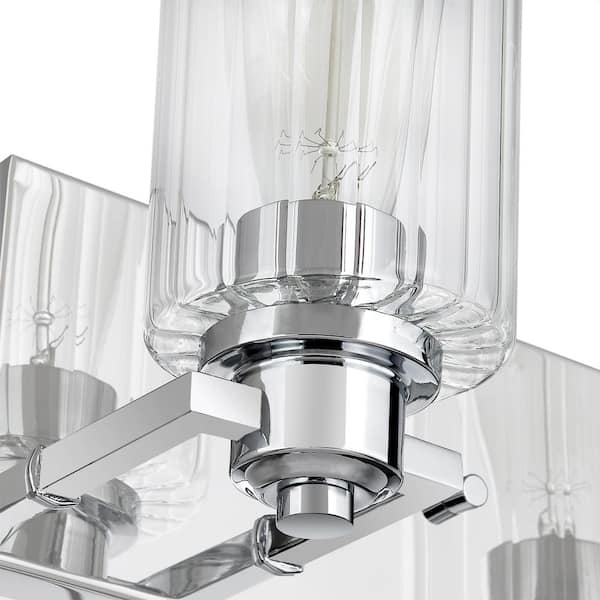 20.5 in. 3-Light Chrome Vanity Light with Ribbed Glass Shades