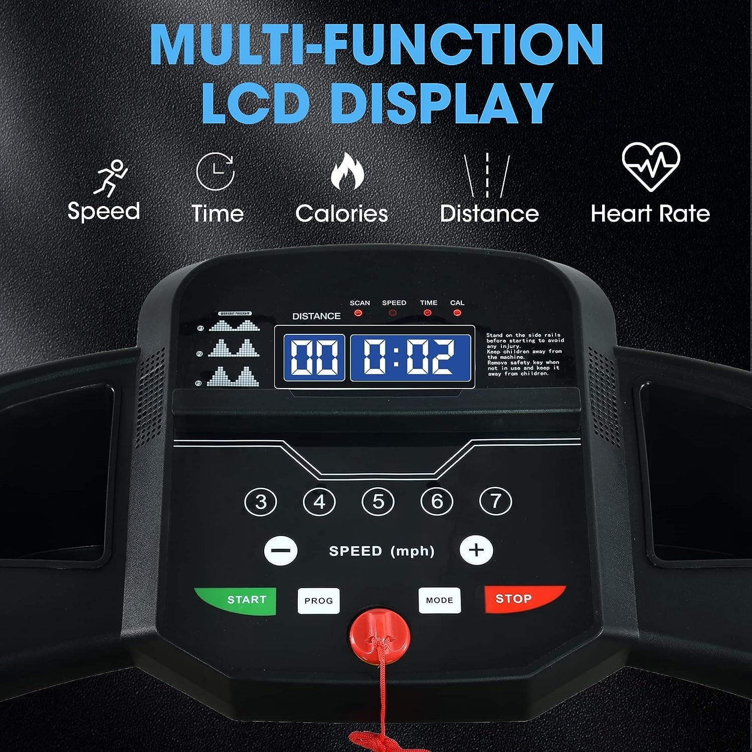 HLAiLL 2.0HP Treadmill for Home Folding 240lb Weight Capacity Walking Jogging Exercise Machine Health & Fitness Fixed Incline with HD Screen 3 Gear Adjustment Shock Absorber Running Belt