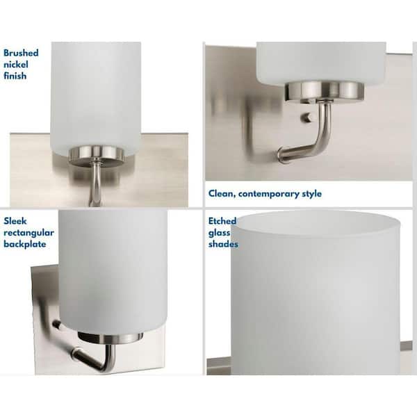 Merry Collection 30 in. 4-Light Brushed Nickel Etched Glass Transitional Bathroom Vanity Light