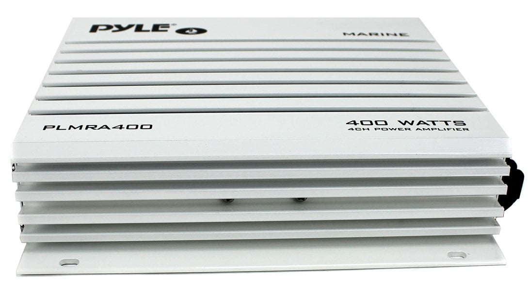 Pyle PLMRA400 400 Watt 4 Channel Waterproof Marine Boat Audio Amplifier, White