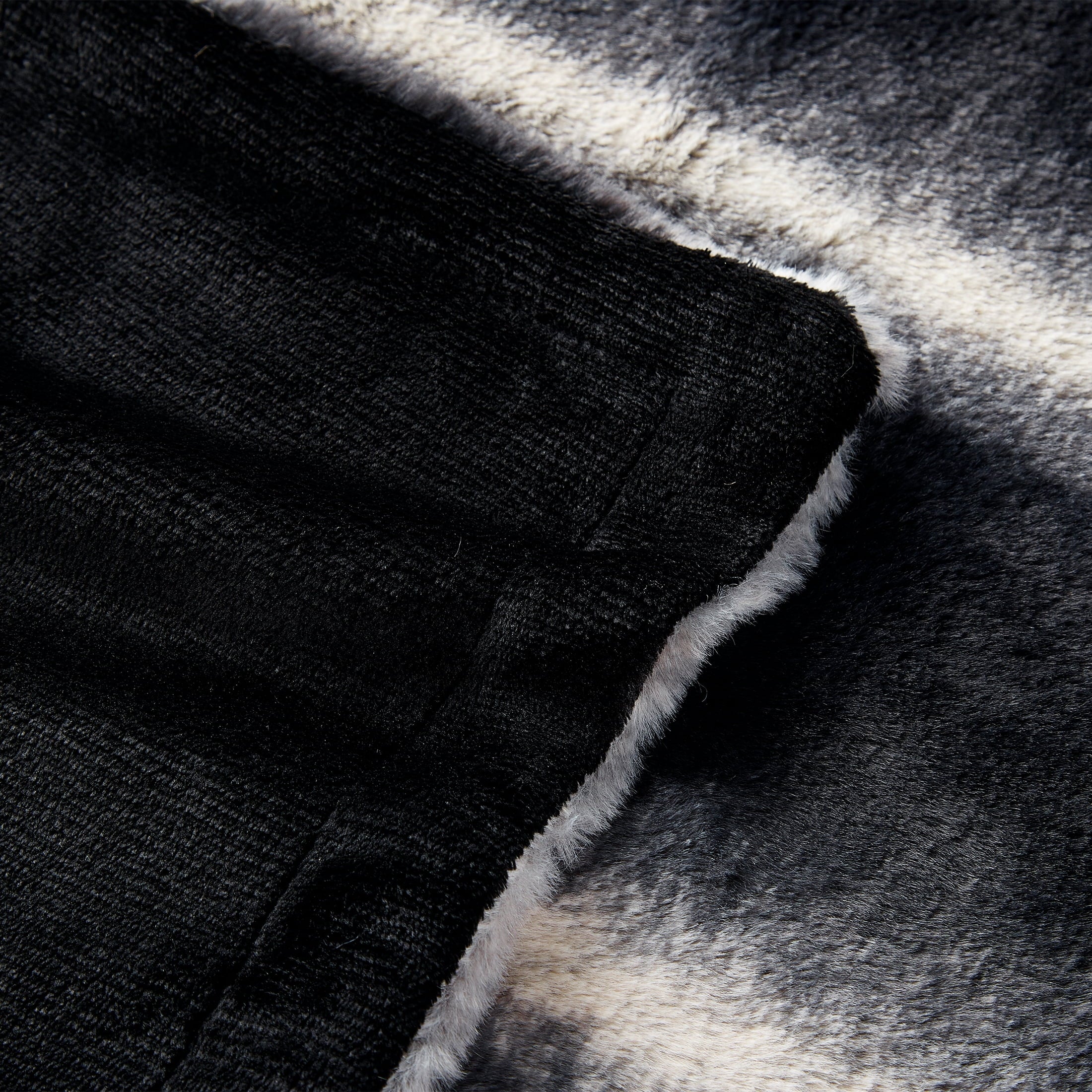 SoftLux Ombre Stripe Faux Fur with Velvet Plush Fleece Dual Layer Reversible Throw Blanket, 50