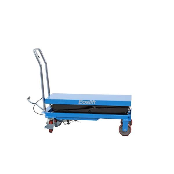 Industrial Grade Heavy Duty TAD35 Manual Double Scissor Lift Table Cart 770 lbs. Cap., 20.5 in. x 39.7in. Swivel Casters
