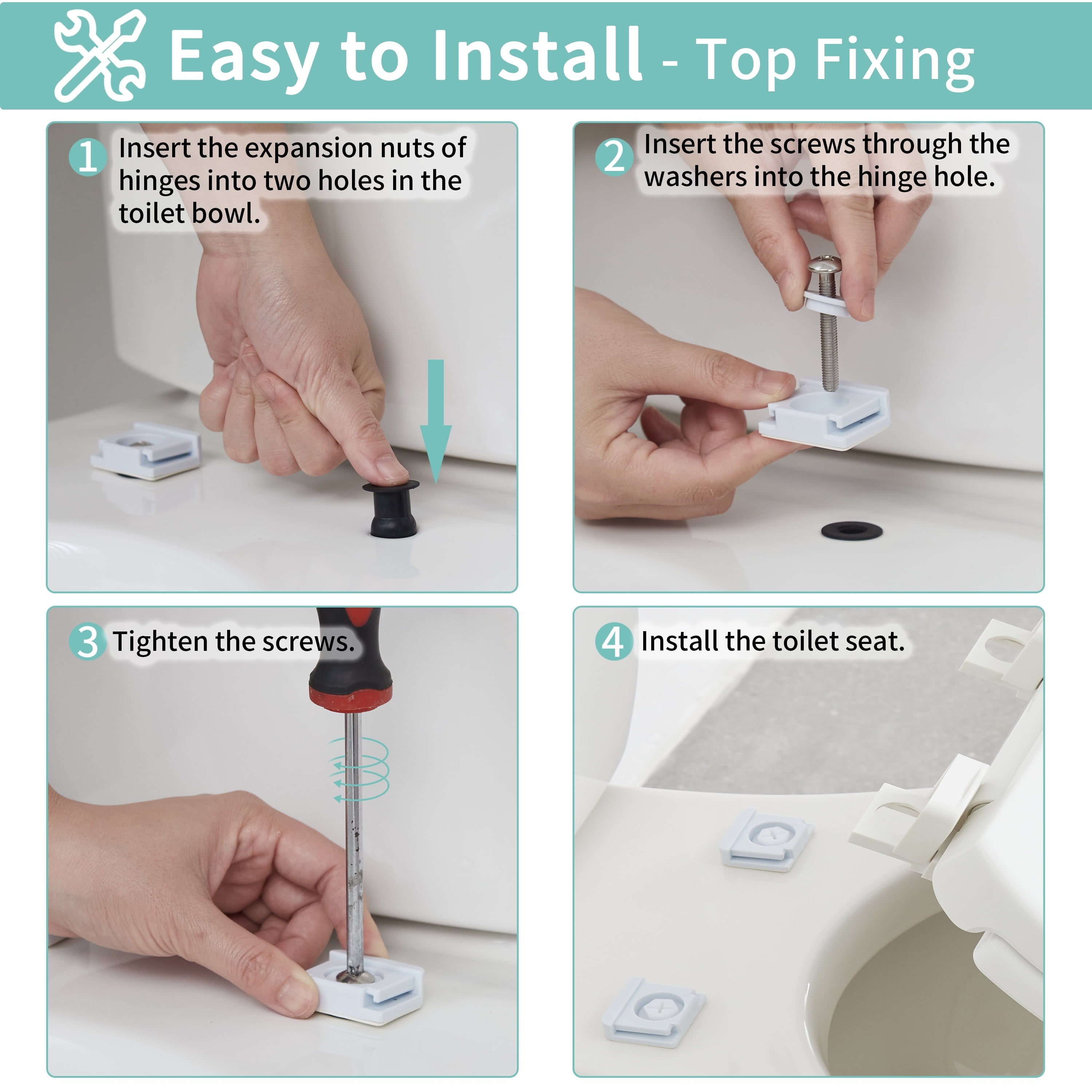 FBJ 400 Pound Slow Close Heavy Duty Oval Plastic Toilet Seat in White No Slam