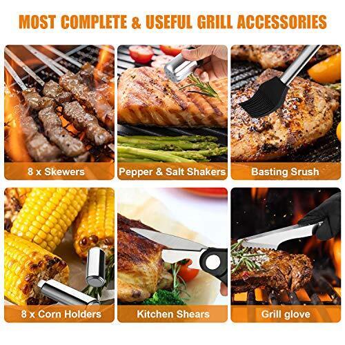 BBQ Grill Accessories Set Stainless Steel Tools Set with Aluminum Case Grill Mat